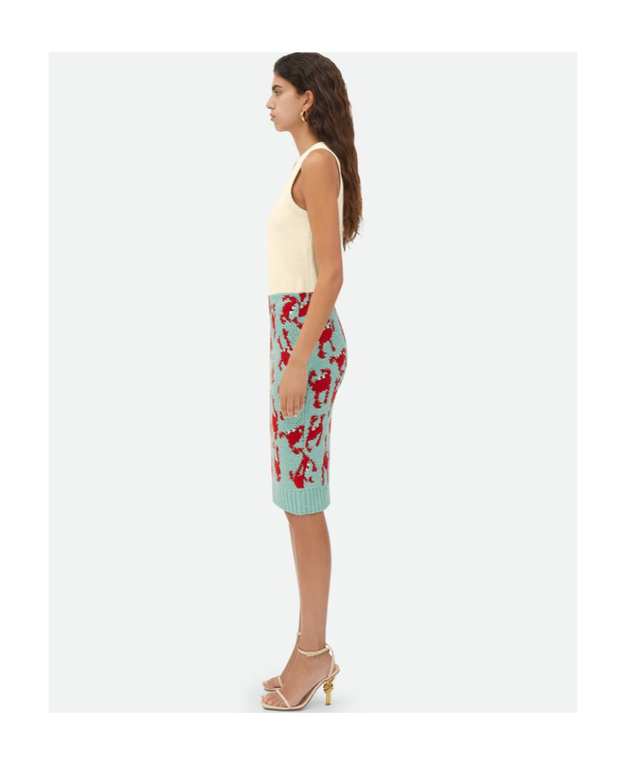 Bottega Veneta Jacquard Crab Wool Skirt In Green