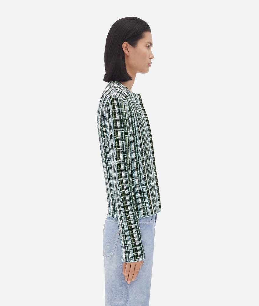 Bottega Veneta Plaid Long-sleeved Casual Jacket In Gray