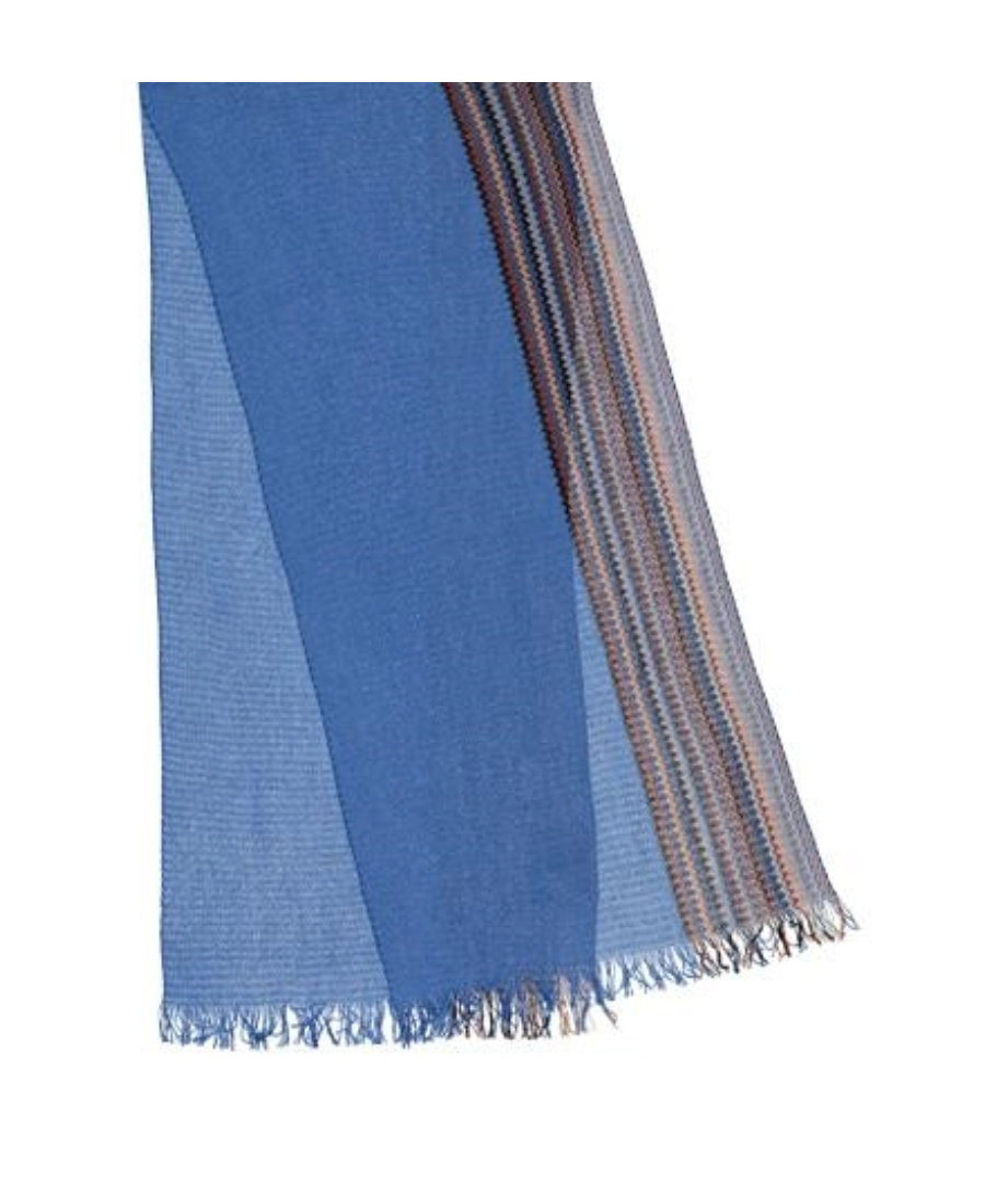 Missoni Logo Striped Scarf In Blue