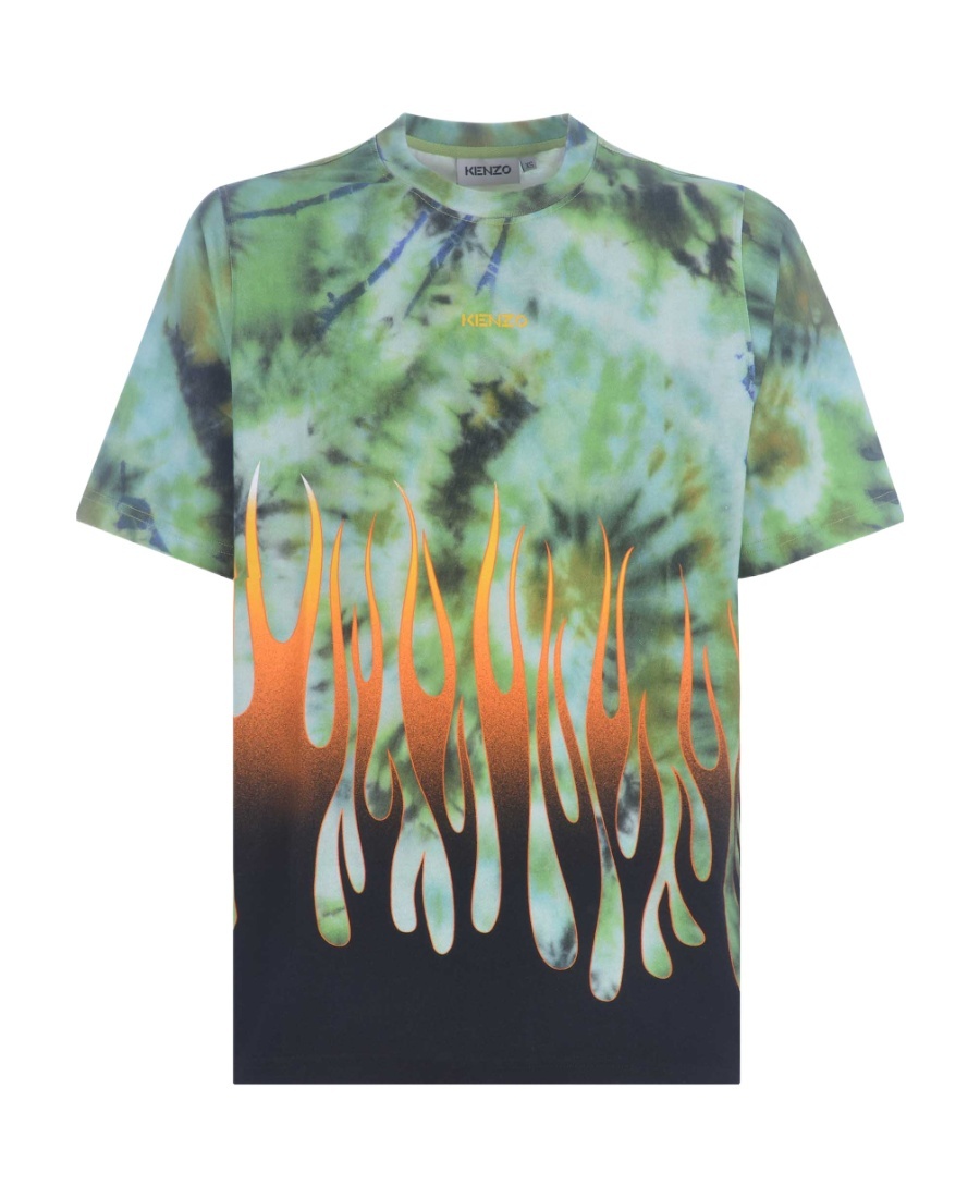Kenzo Tie-dye Print T-shirt In Green