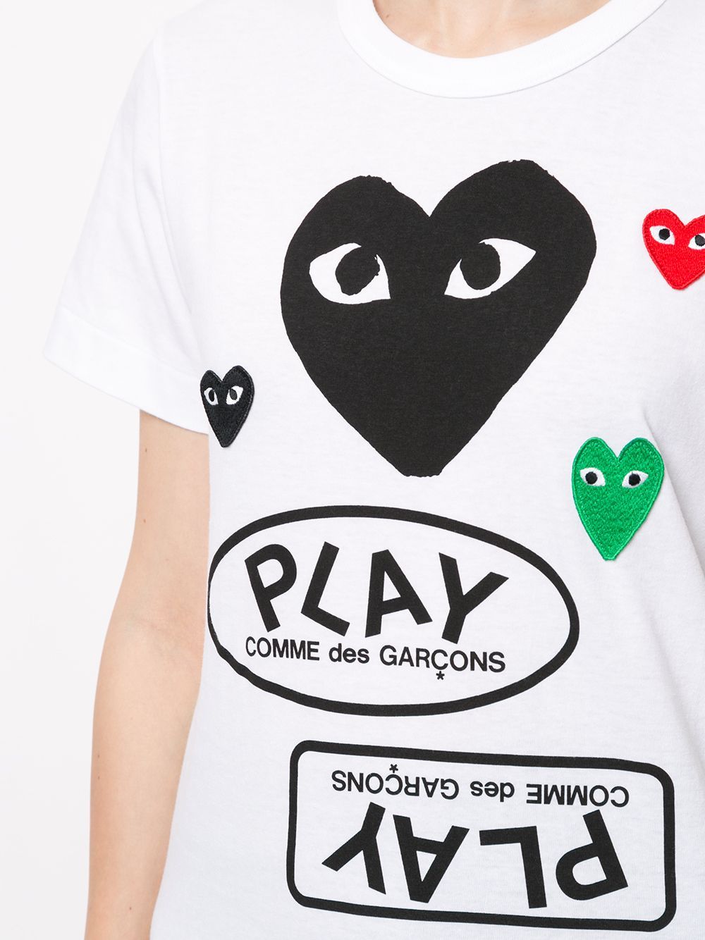 Comme Des Garçons Play Logo-print Short-sleeved T-shirt In White