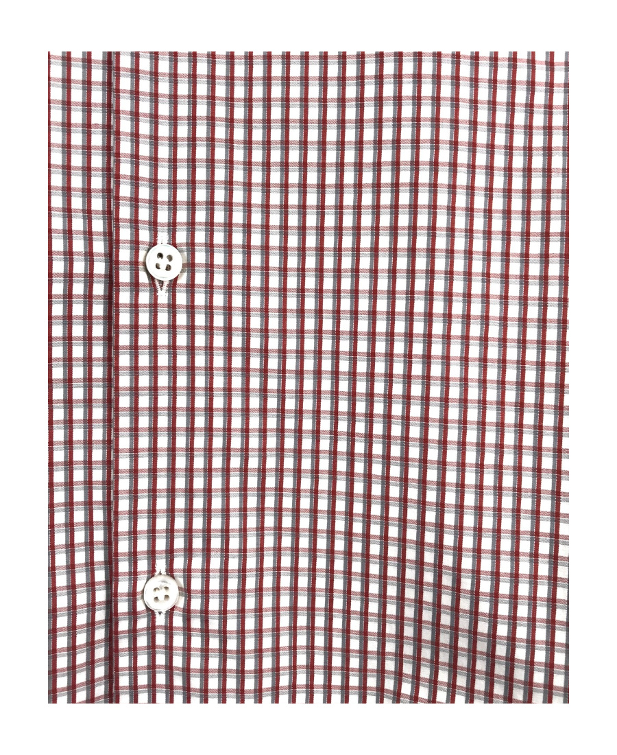 Hugo Boss Lapel Long-sleeved Shirt With Small Plaid Pattern In Multicolor
