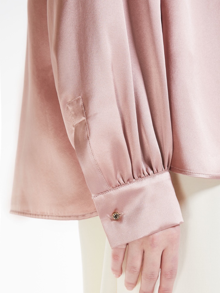 Max Mara Pleat-detail Silk Satin Blouse In Pink