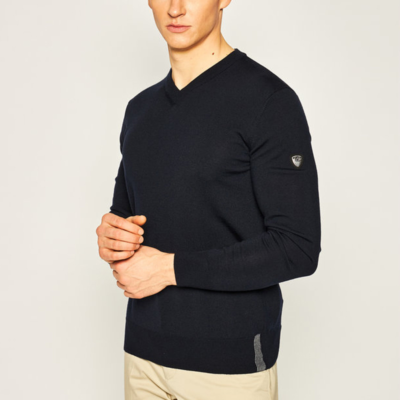 Ea7 V-neck Knitted Pullover In Black