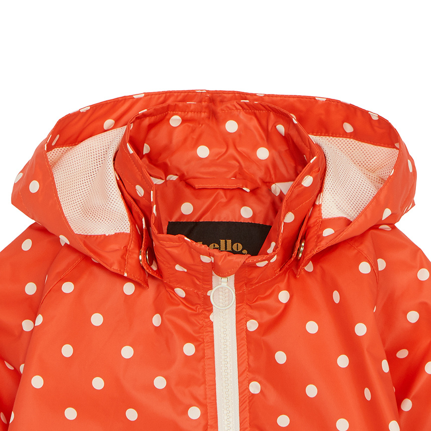 Shop Mini Rodini Dot-print Hooded Jacket In Orange