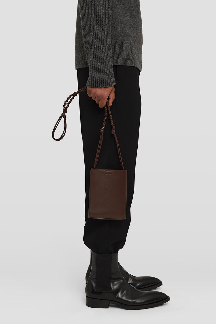 Jil Sander Small Logo Shoulder Bag In Brown