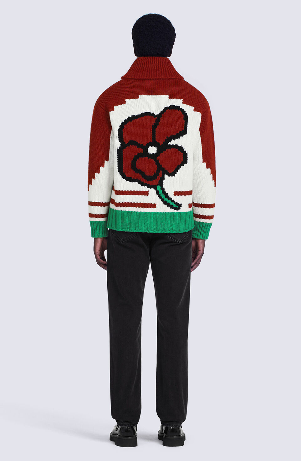 Kenzo Floral-intarsia Wool Cardigan In White