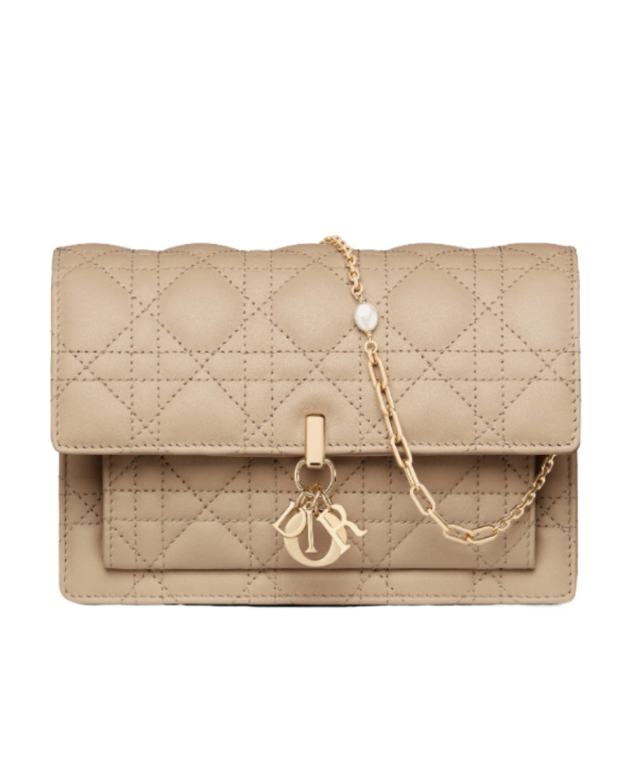 Dior Lady  Chain Pouch In Brown