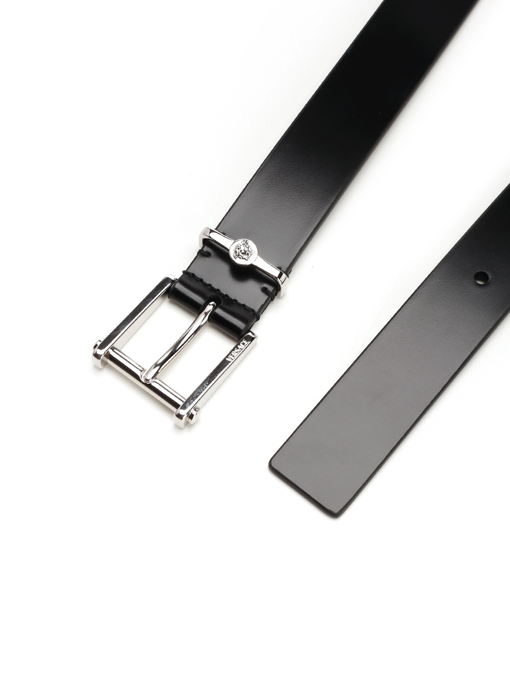 Versace Medusa Head Leather Belt In Black