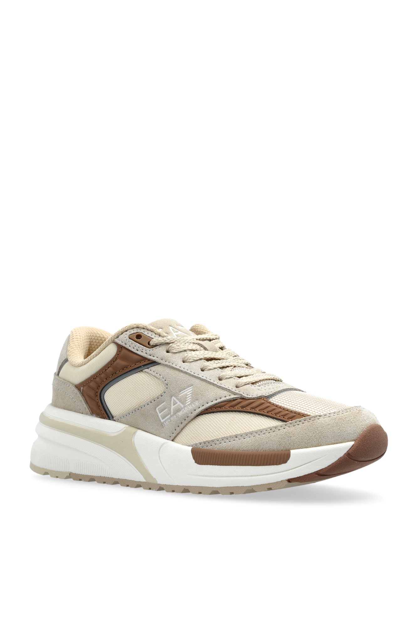 Ea7 Logo-embellished Lace-up Sneakers In Neutral
