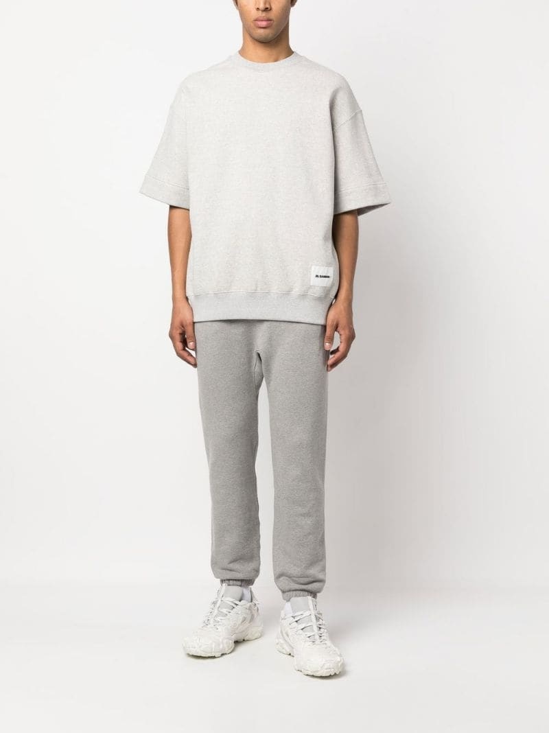 Jil Sander Short-sleeve Cotton Sweatshirt In Gray