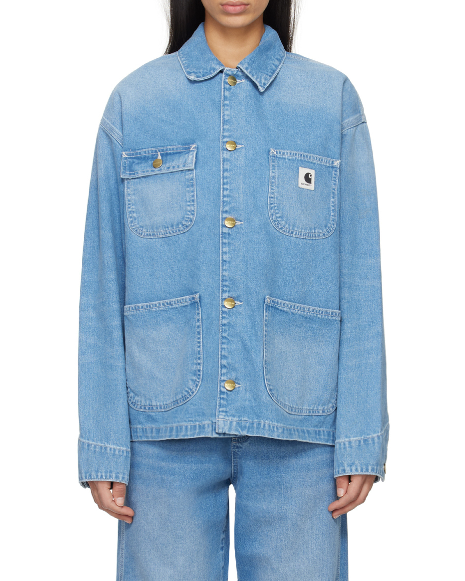 Carhartt Faded Denim Coat In Blue