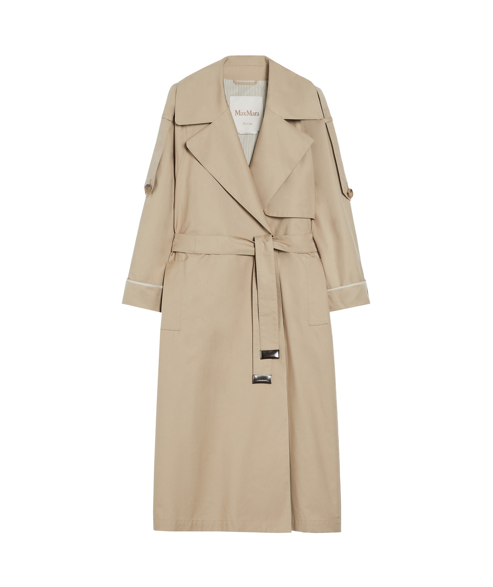Max Mara Lapel Long-sleeved Coat In Nude