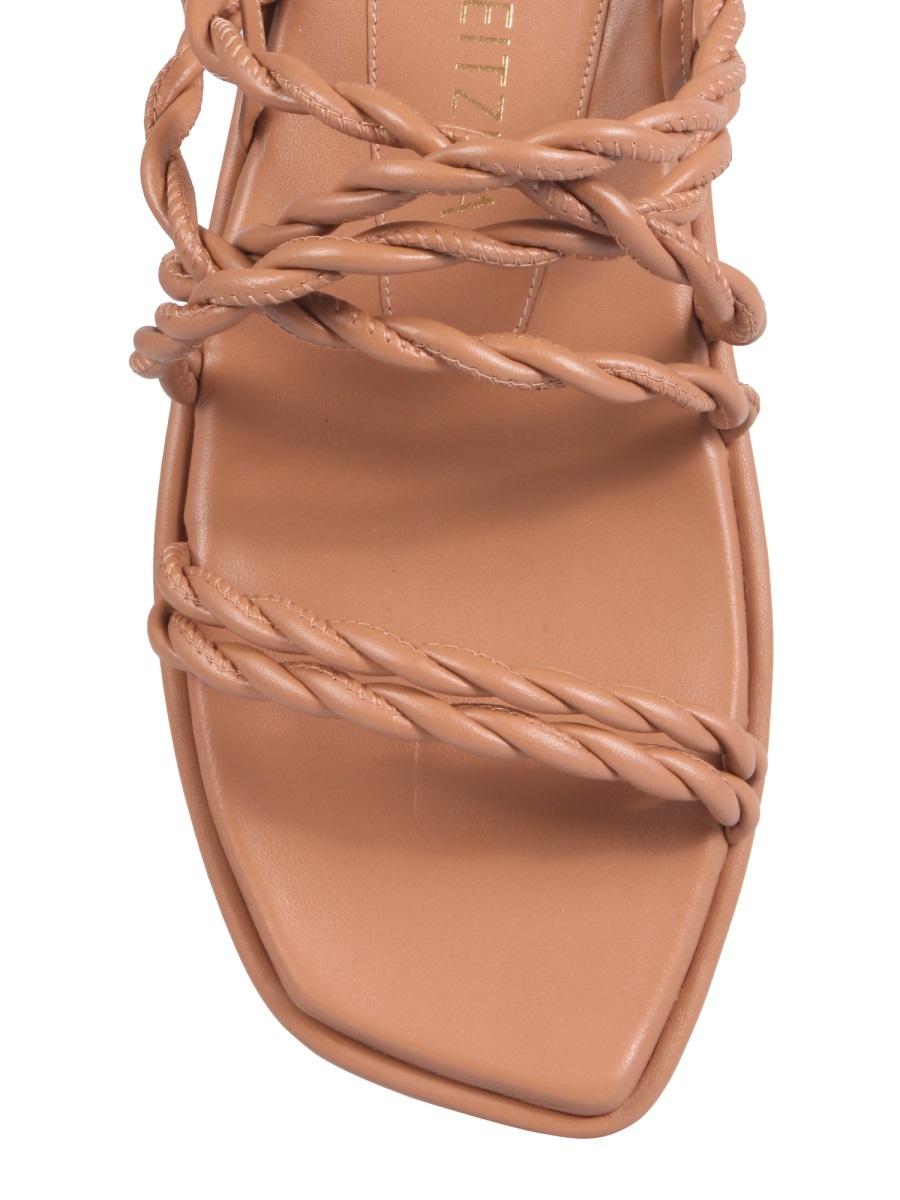 Stuart Weitzman Braided-strap Leather Sandals In Nude