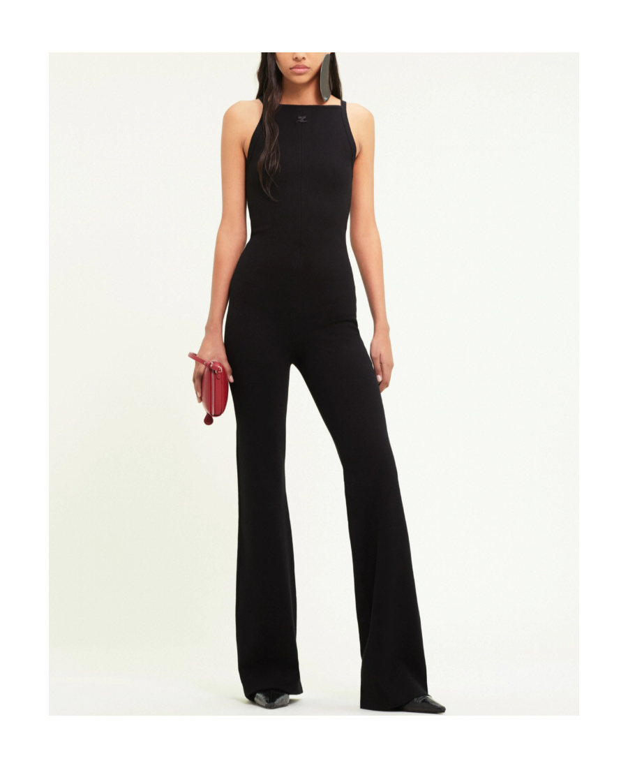 Courrèges Sleeveless Bootcut Jumpsuit In Black