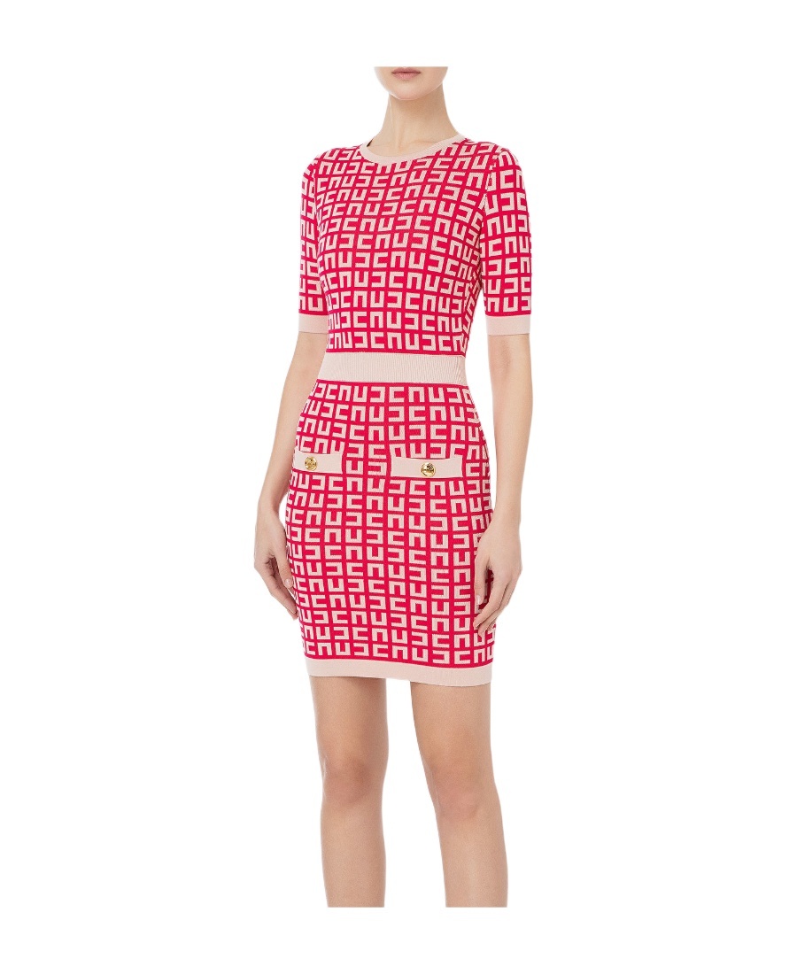 Elisabetta Franchi Maze Pattern Mini Dress In Pink