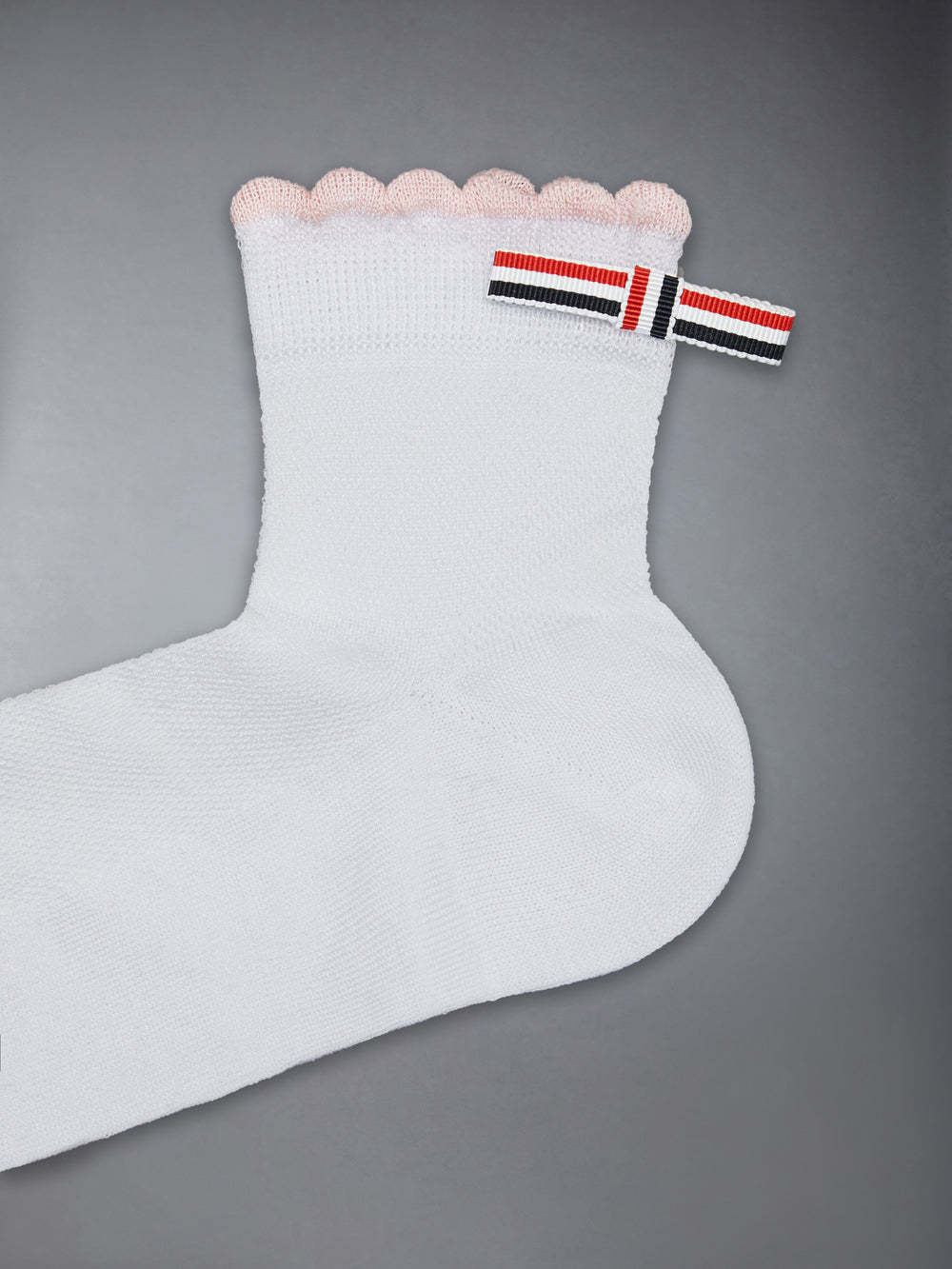Shop Thom Browne Scalloped Mesh Knit Socks