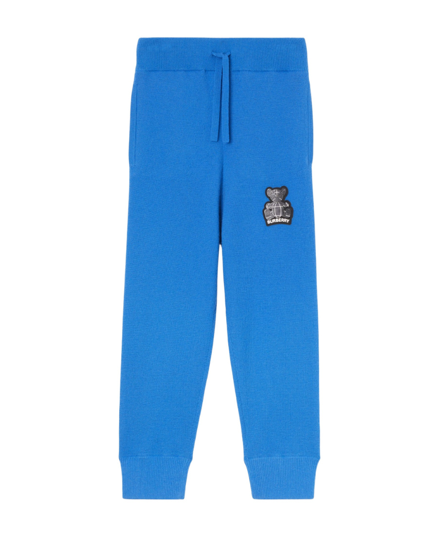 Burberry Thomas Bear-appliqué Cashmere Track Pants In Blue