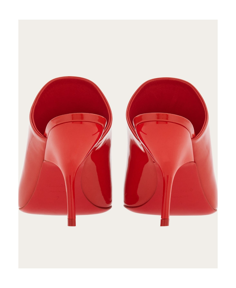 Ferragamo Era Patent Stiletto Mule Sandals In Red