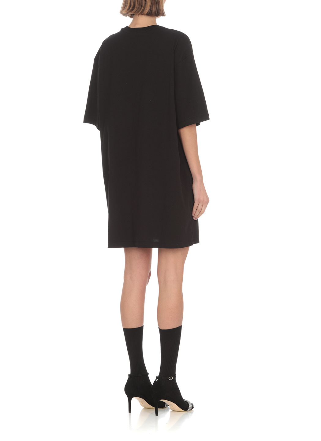 Msgm Logo-print Glitter T-shirt Dress In Black