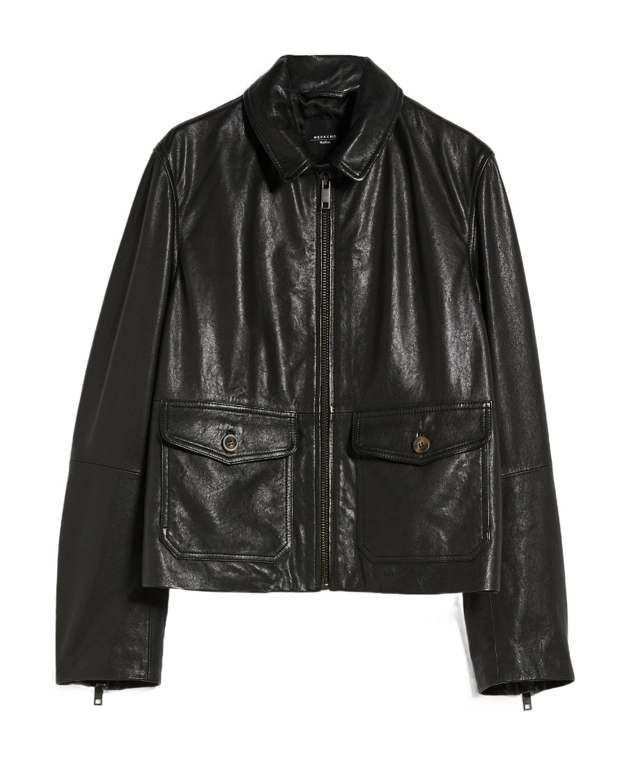 Weekend Max Mara Pocket Details Leather Jacket In Black