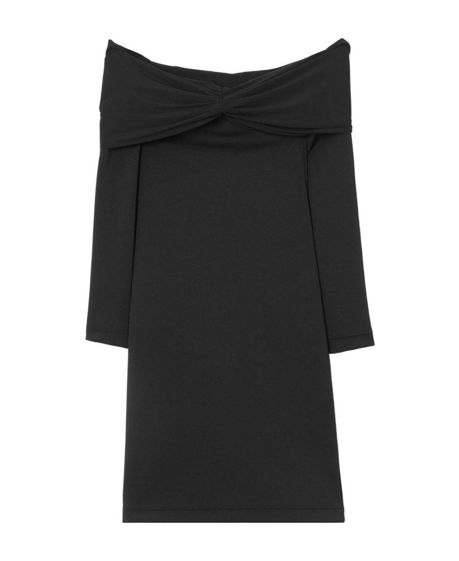 Burberry Gathered-detail Off-shoulder Long Sleeve Midi Dress In Black