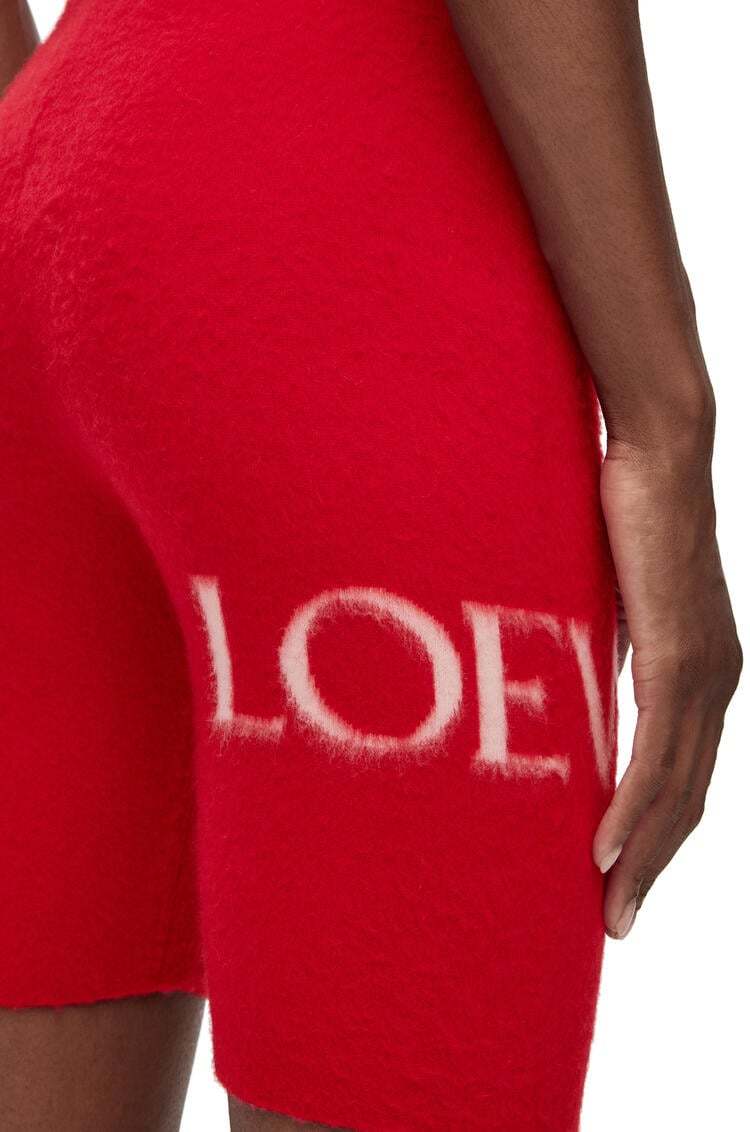 Loewe Stretchy Waist Wool Blend Knit Shorts In Red