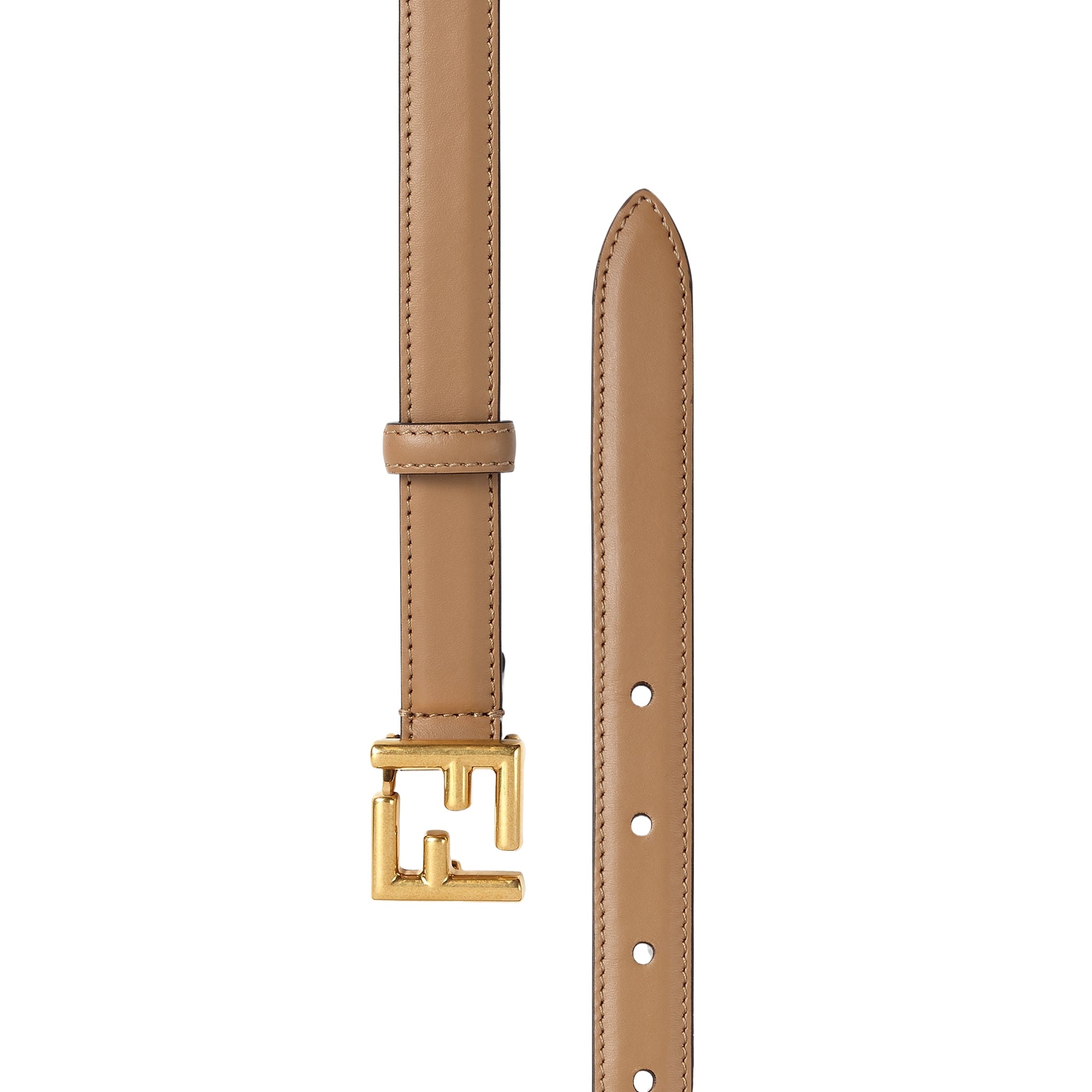 Fendi Cappuccino Coloured Leather Ff Belt Women
