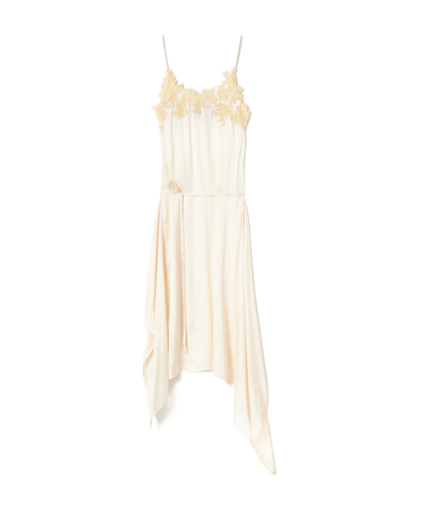 Plan C Floral-lace Satin Slip Dress In White
