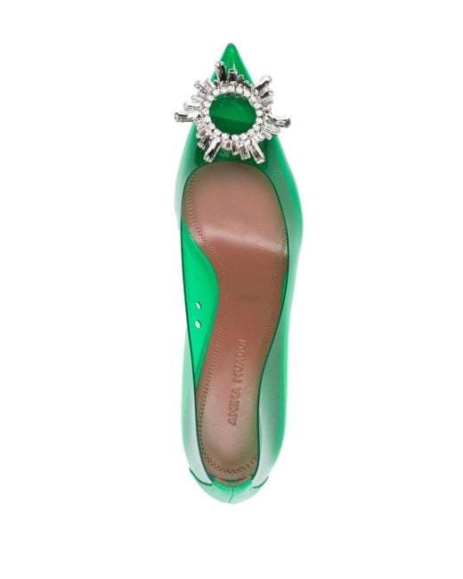 Shop Amina Muaddi Decorated High Heels In Green