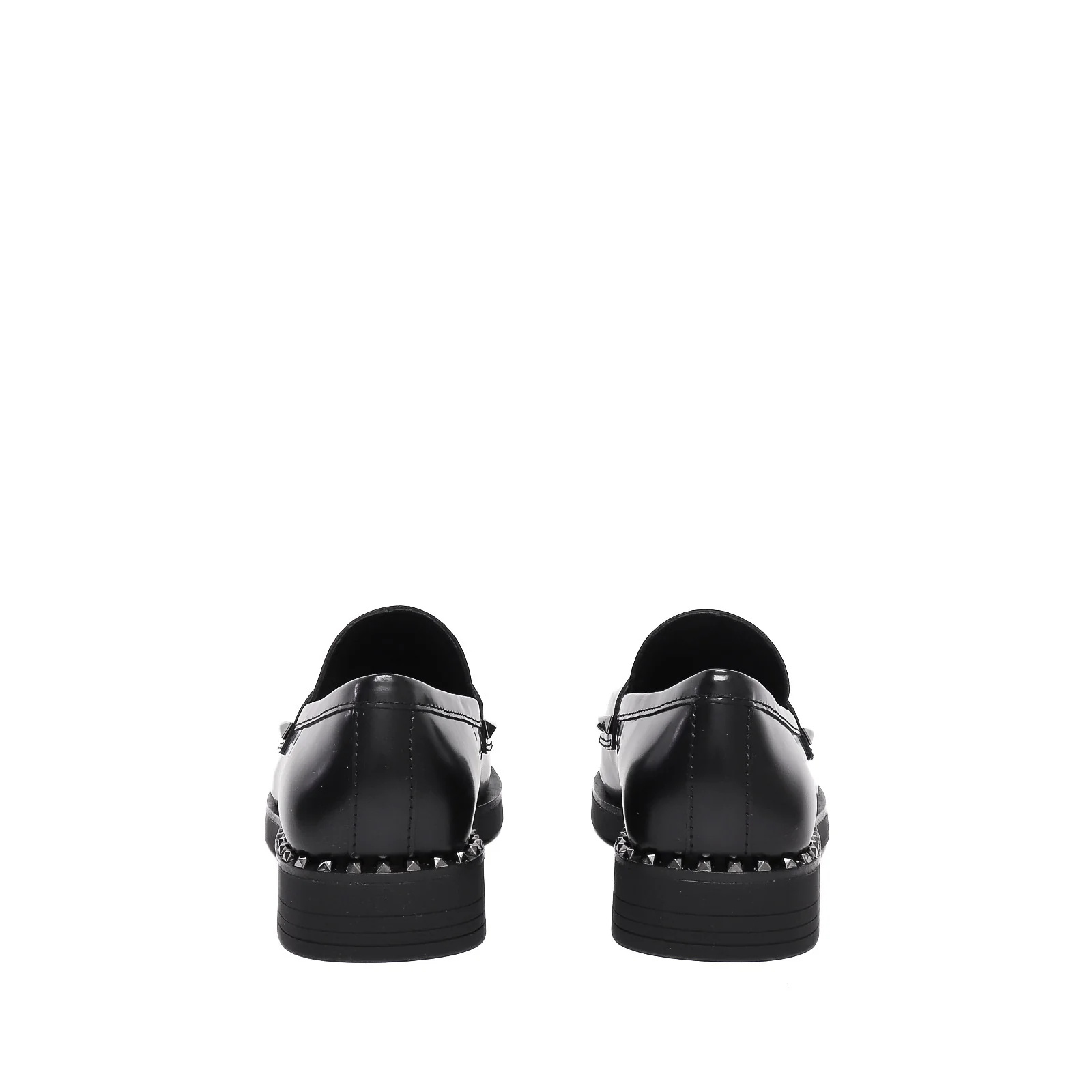 Ash Round Toe Leather Loafers Studded In Black