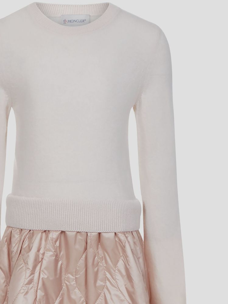 Moncler Long Sleeved Dress In White
