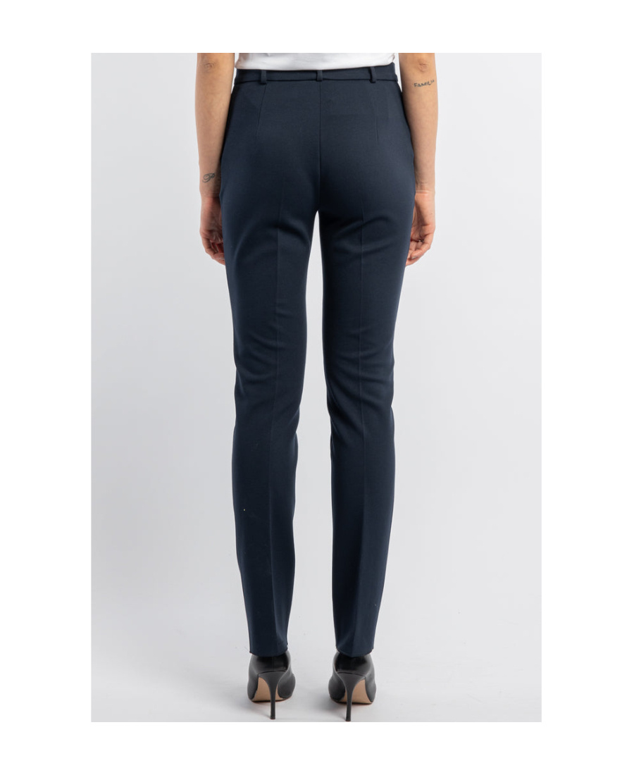 Max Mara Plain Knitted Cigarette Pipe Trousers In Black