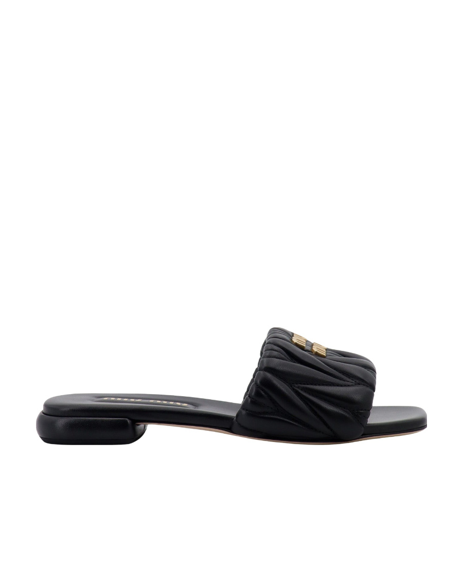 Miu Miu Iu Matelasse Slide In Black