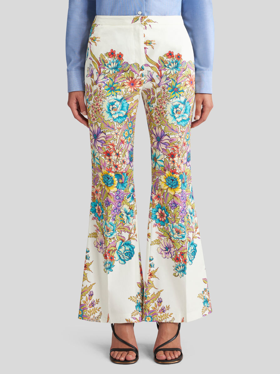 Shop Etro Printed Casual Pants In Multicolor