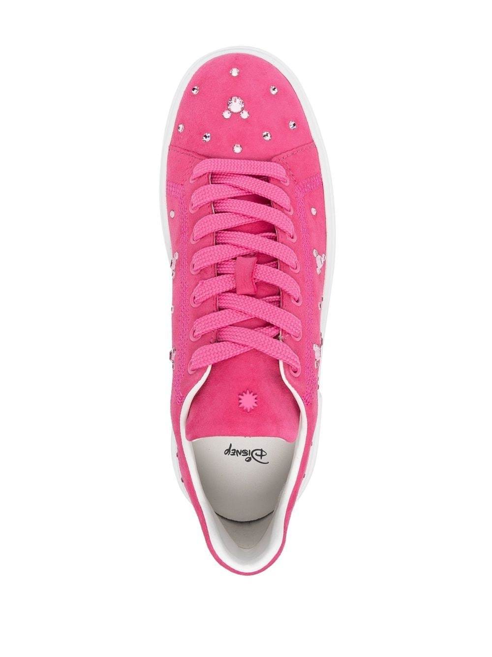 Stuart Weitzman Crystal-embellished Suede Sneakers In White
