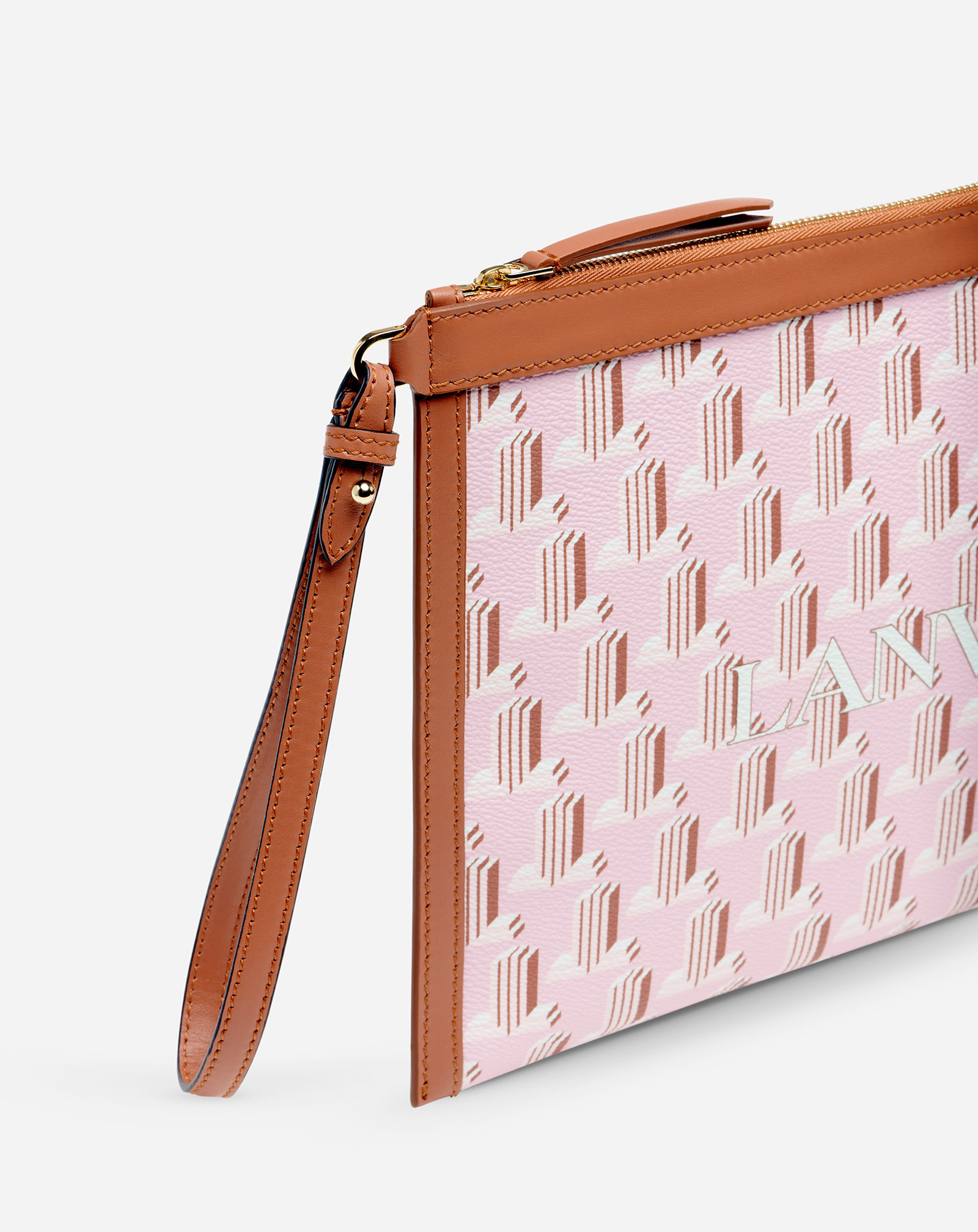 Lanvin Monogram-print Clutch In Pink