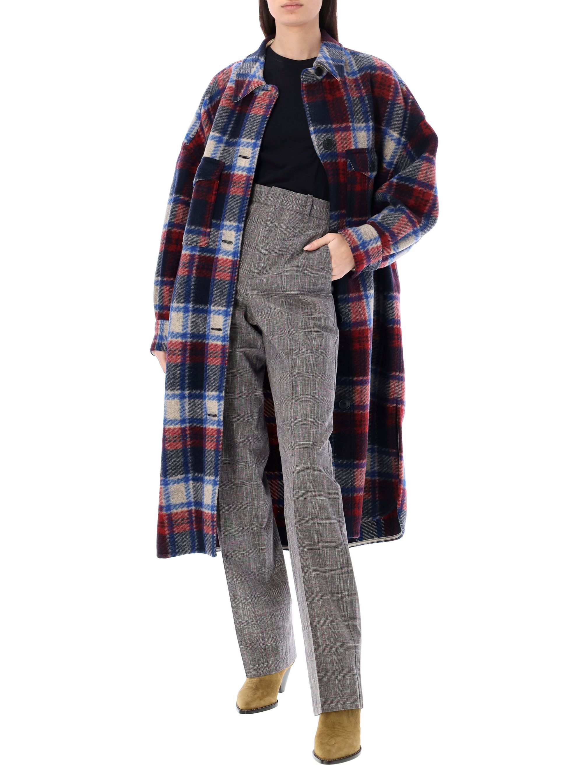 Shop Isabel Marant Étoile Tailored Checked Trousers In Gray