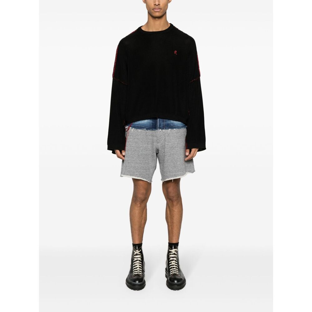 Shop Dsquared2 Panelled Cotton Shorts In Gray