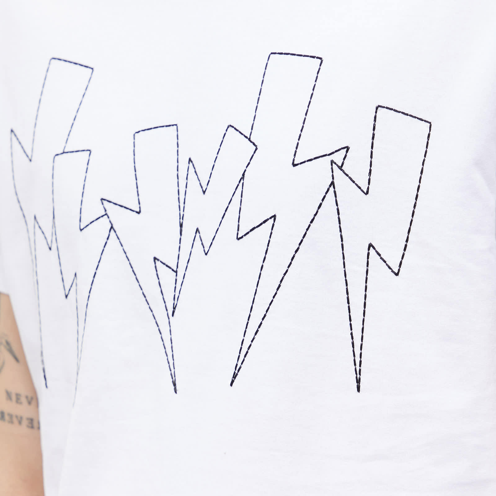 Neil Barrett Thunderbolt-print Crew-neck T-shirt In White