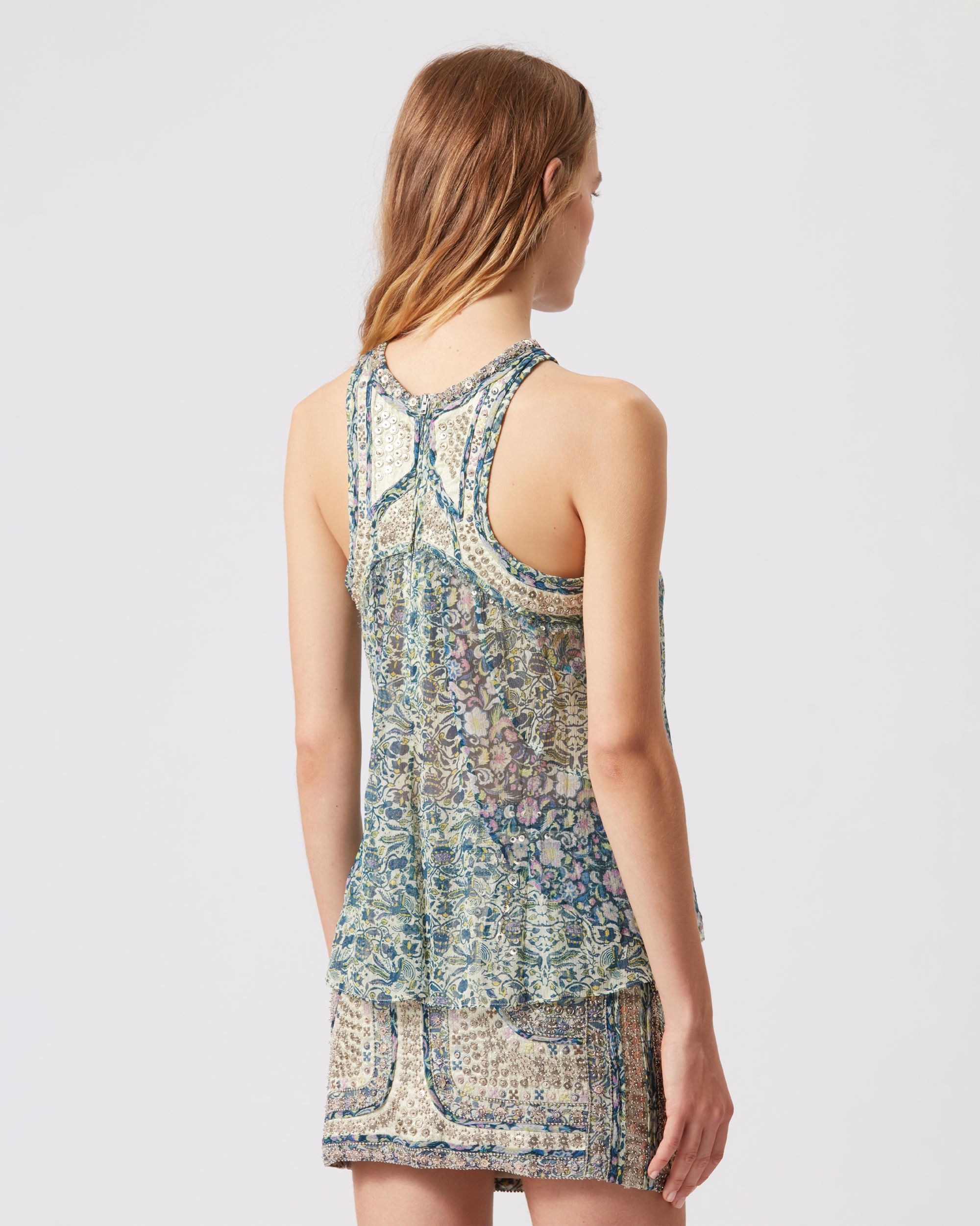 Isabel Marant Mix-print Draped Tank Top In Multicolor