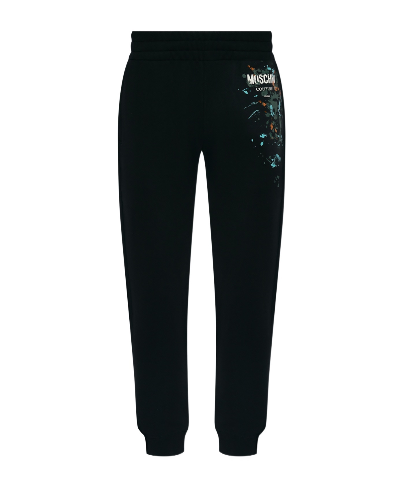 Moschino Logo Print Joggers With Elastic Waistband In Black