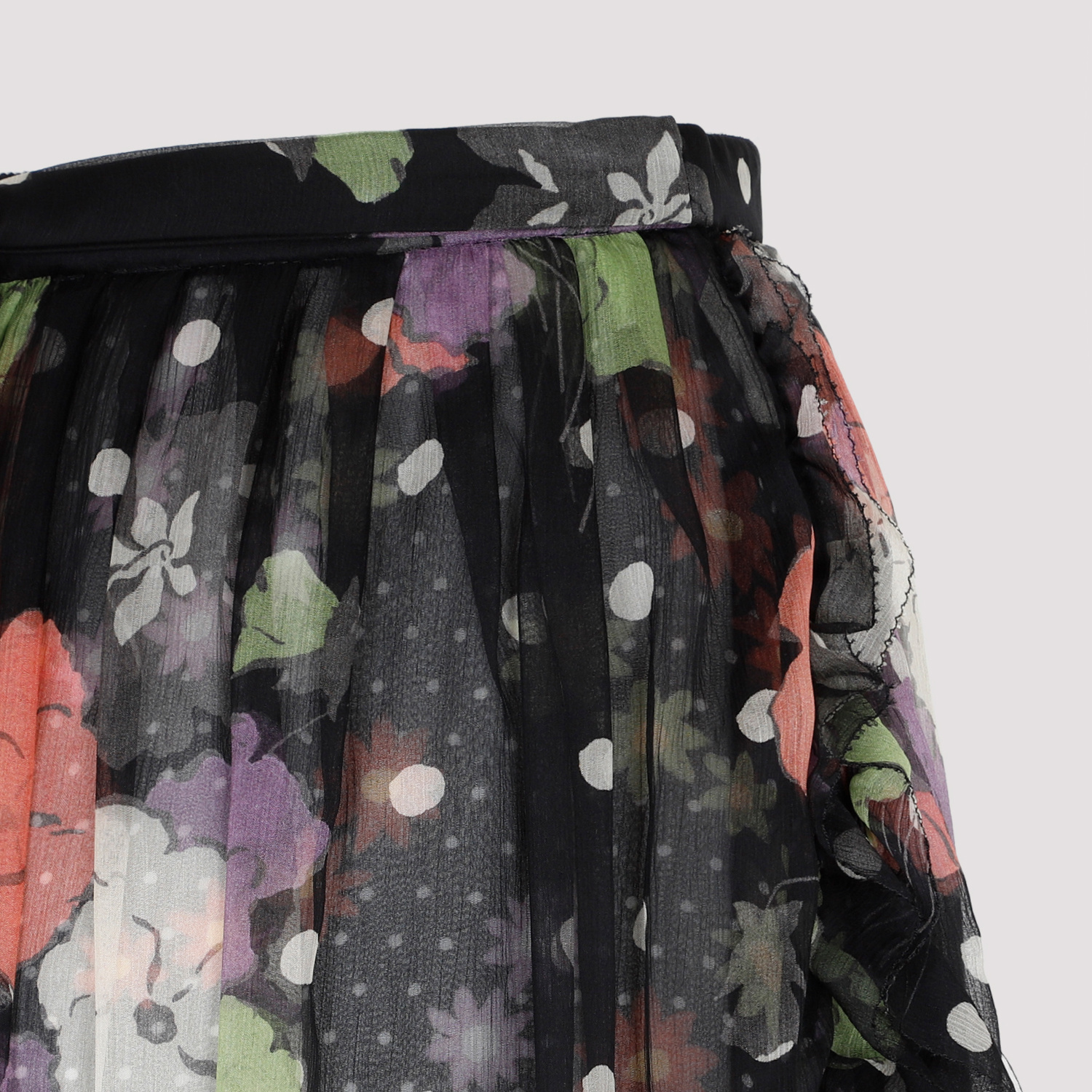 Shop Etro Floral-print Ruffled Midi Skirt In Black