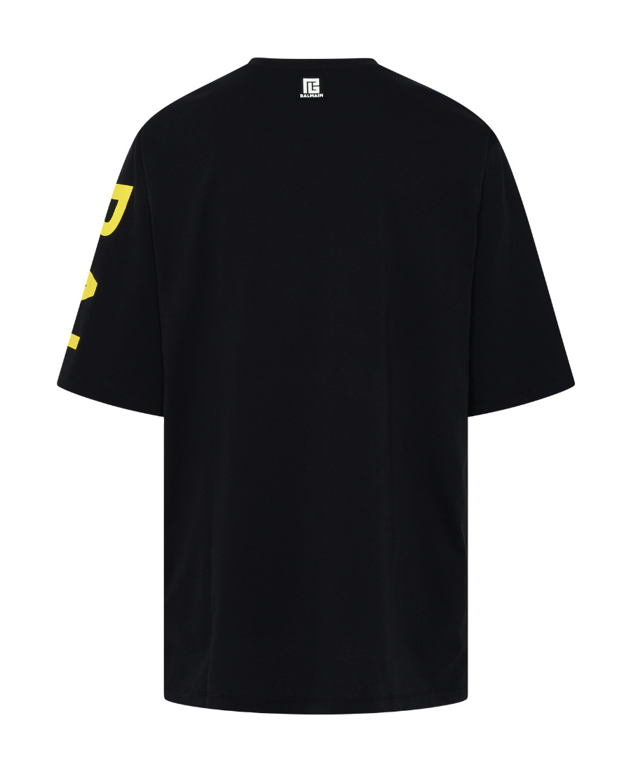 Shop Balmain Logo-print Cotton T-shirt In Black