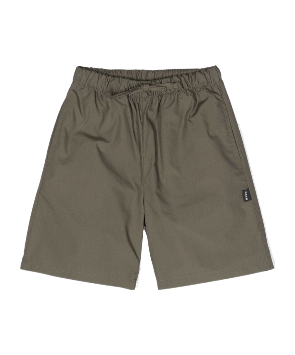 Shop Msgm Knee-length Cotton Shorts In Green