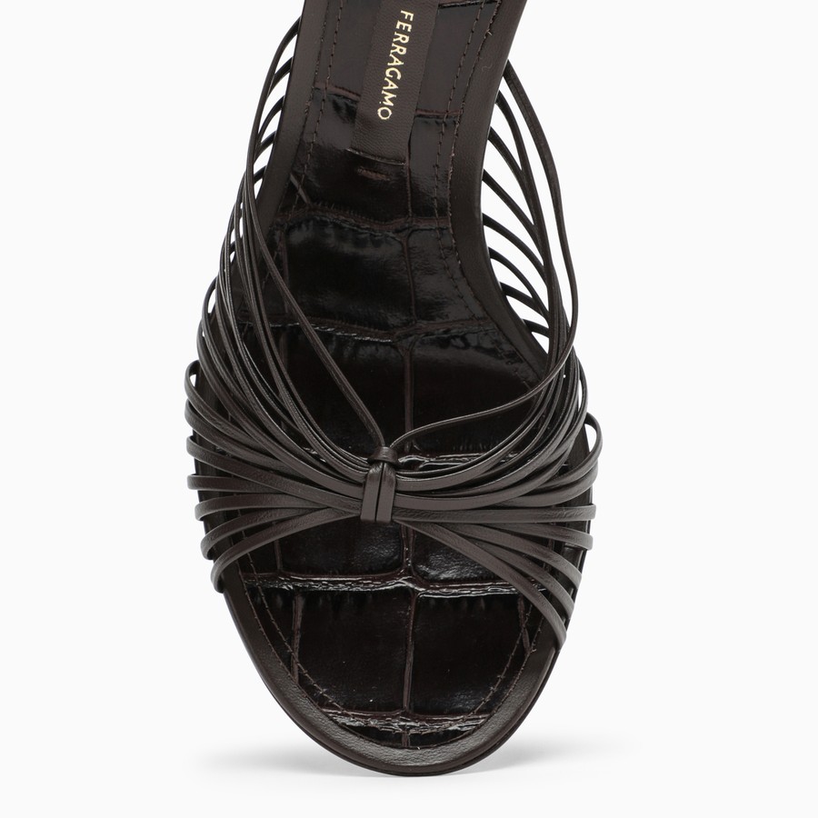 Ferragamo Curved Heel Sandals With Elevated In Black