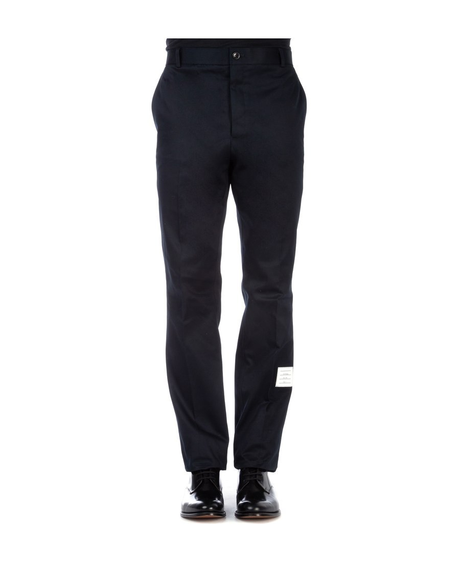 Thom Browne Tailored Straight Pants With Classic Waistband And Subtle Logo Detail In Black
