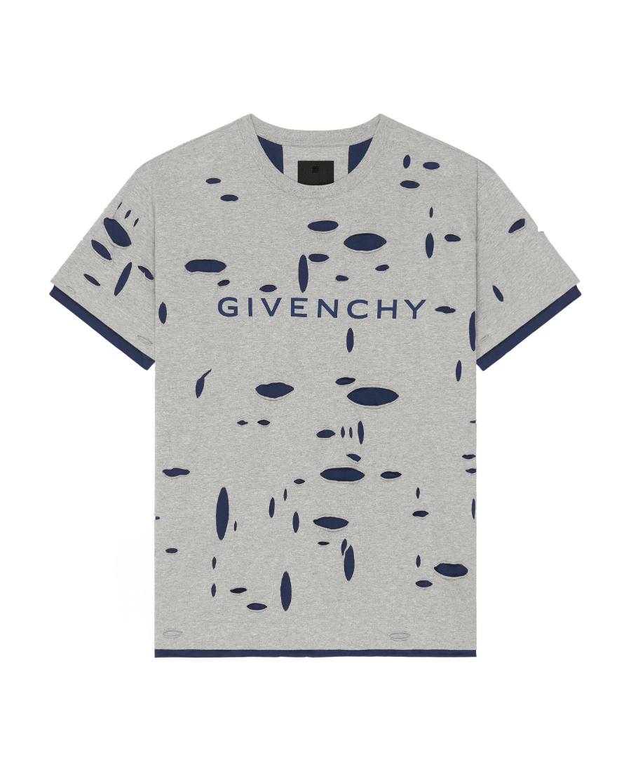 Shop Givenchy Oversized T-shirt In Destroyed Cotton In Gray