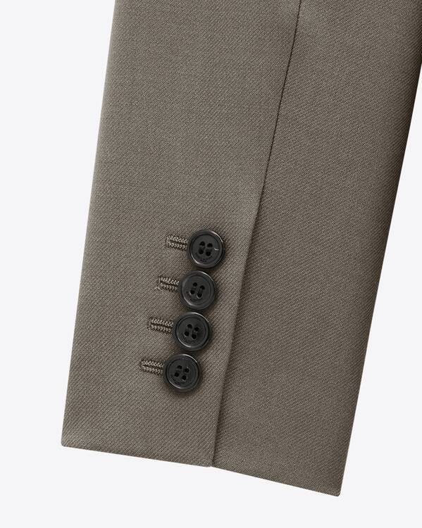 Saint Laurent Wool Peak Blazer In Green