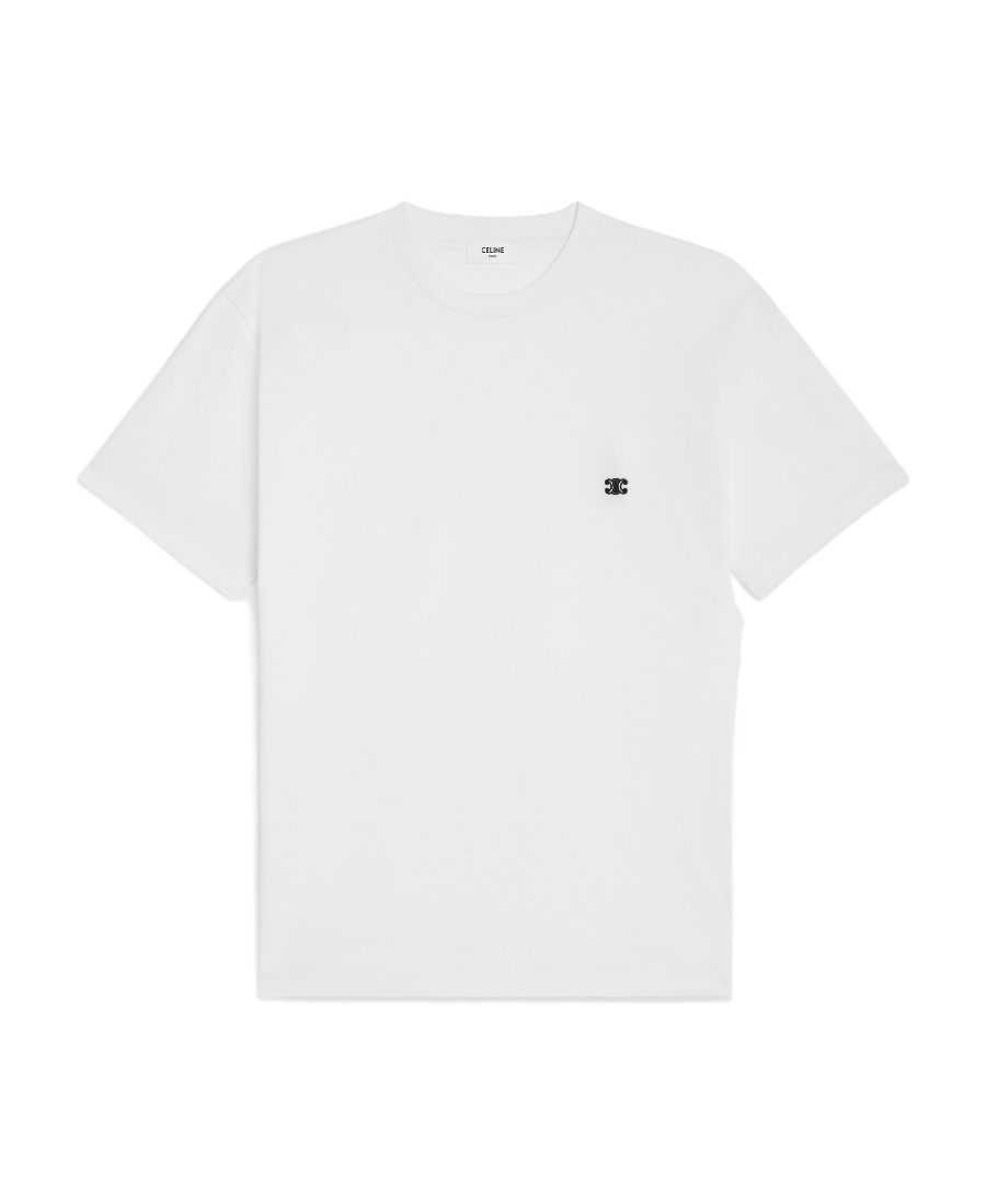 Celine T-shirt With Round Neck And Short Sleeves In White